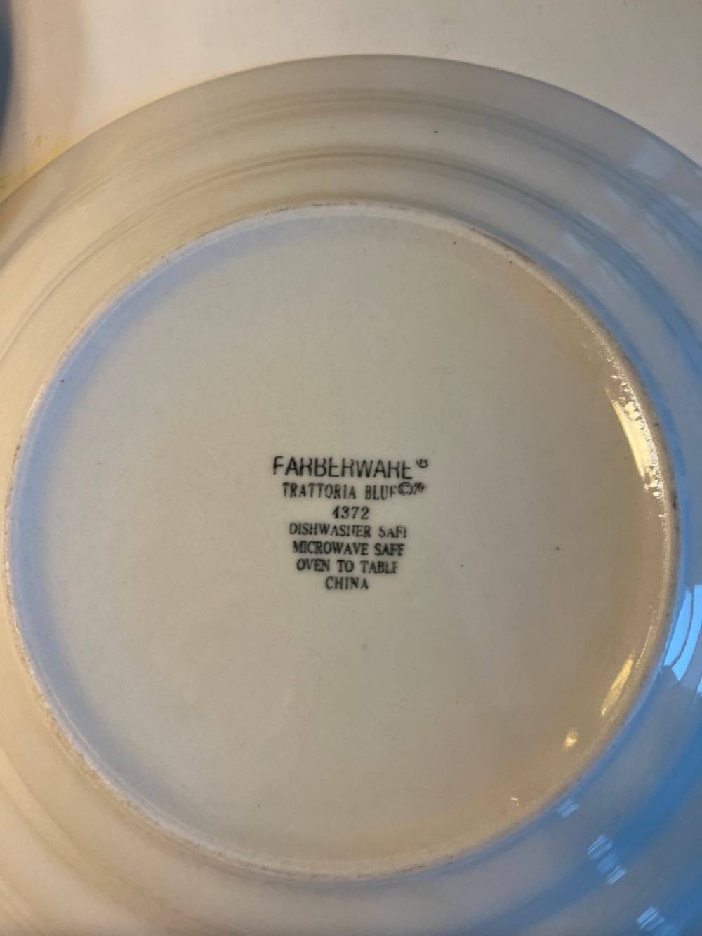 Farberware White Plate with Pale Blue Rim - Trattoria Collection- Set of Two